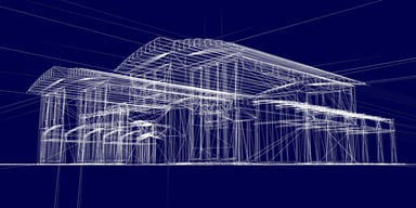 CAD Wireframe Building Blueprint