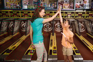 playing arcade game