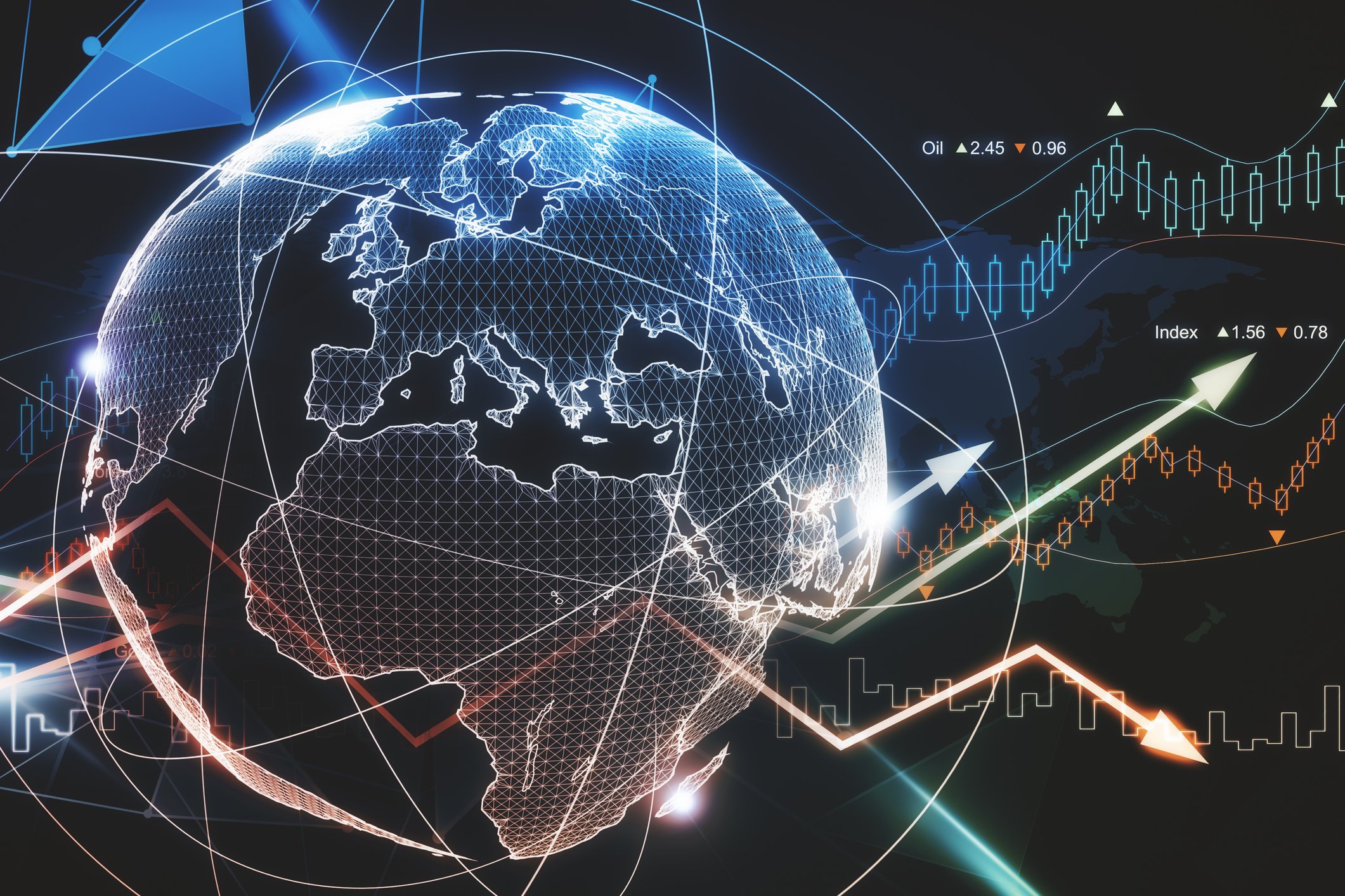 Globe with Stock Charts