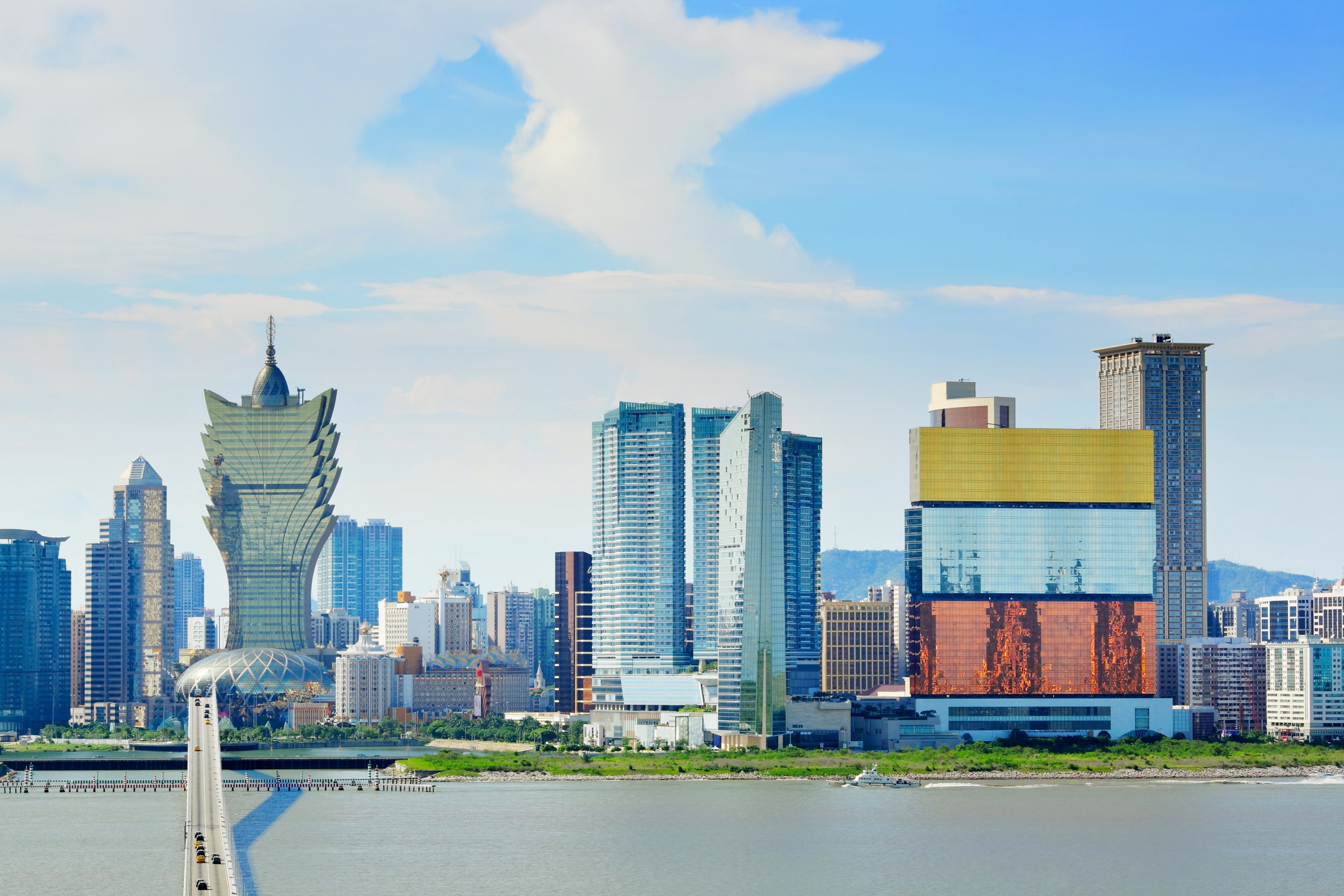 Macau Peninsula's skyline from Cotai. 