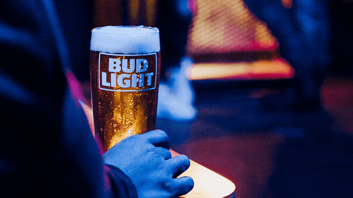 Glass of Bud Light beer