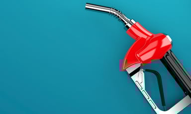 Fuel Pump Handle on Blue Background