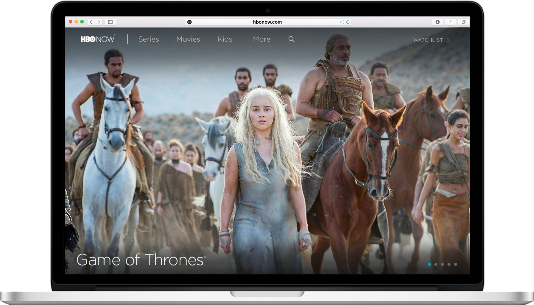 WarnerMedia's HBO Now service displayed on a laptop.