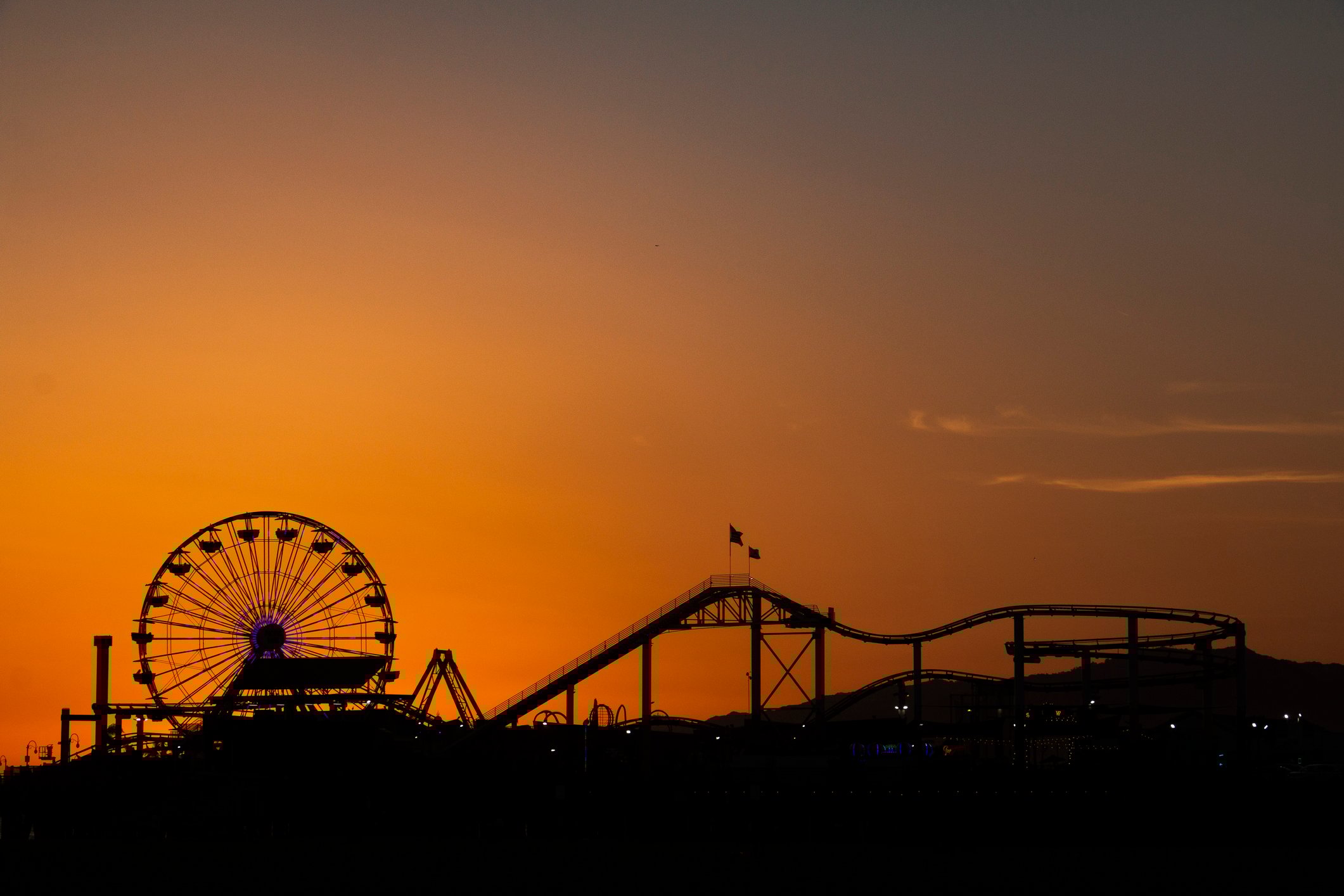 Theme park at dusk. 