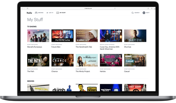 Hulu interface displayed on a laptop