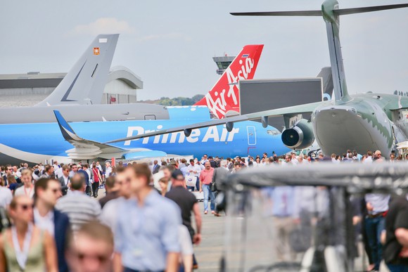 Amazon Air cargo plane at the Paris Air Show.