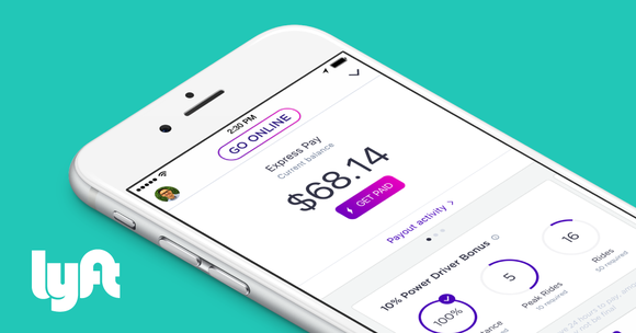 Lyft app showing driver income.