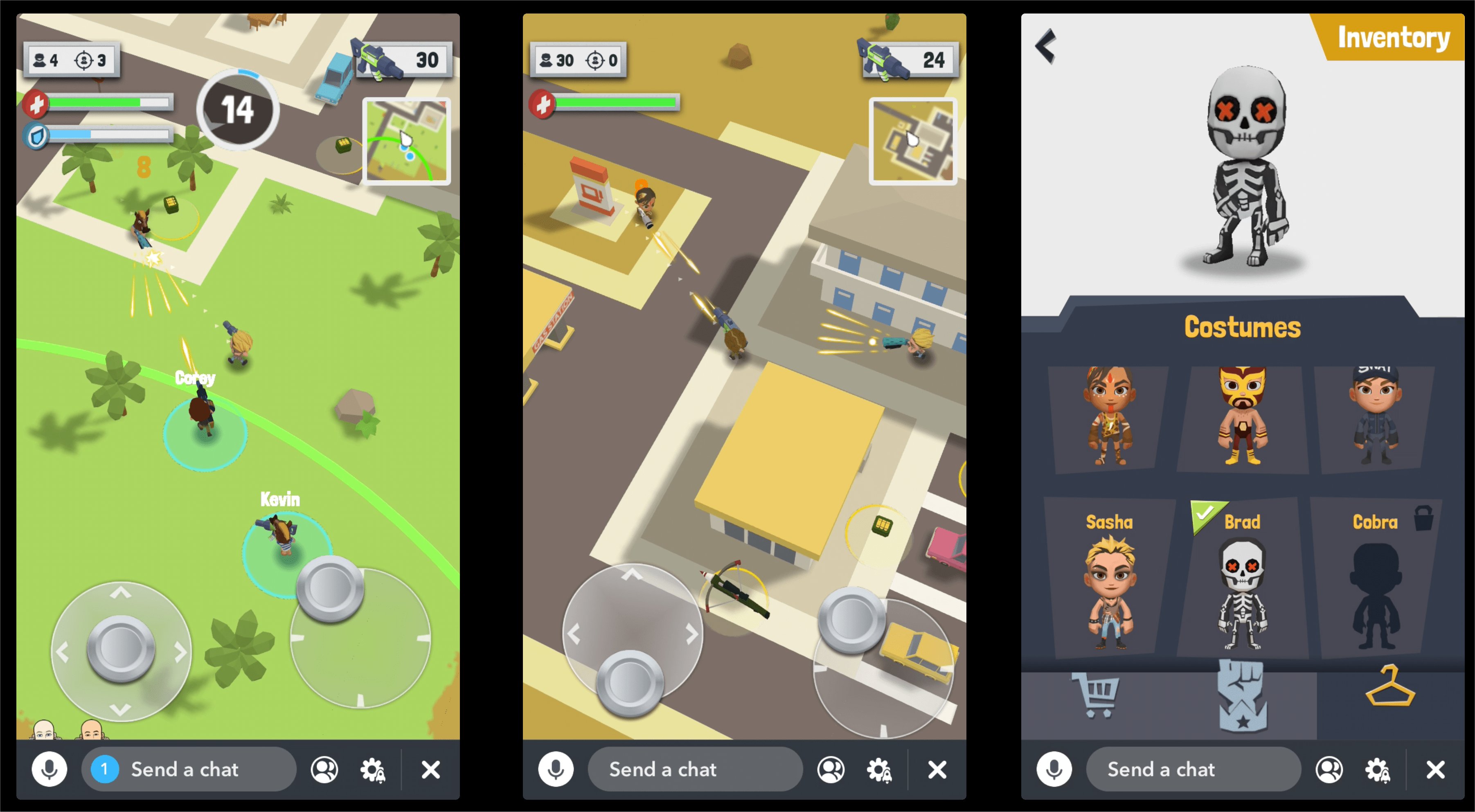 "Tiny Royale" gameplay screens.