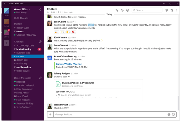 A screenshot of the Slack interface