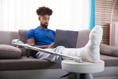 Man in leg cast