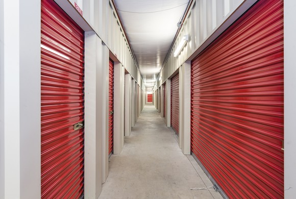 Hallway in a self-storage building.