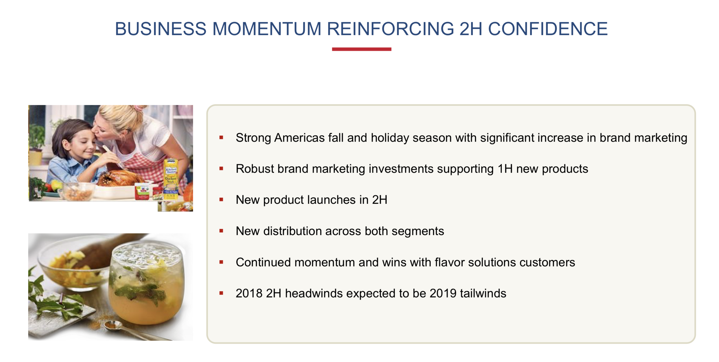 A slide detailing management's thoughts on the next six months.