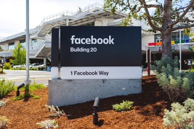 Facebook sign and building in California