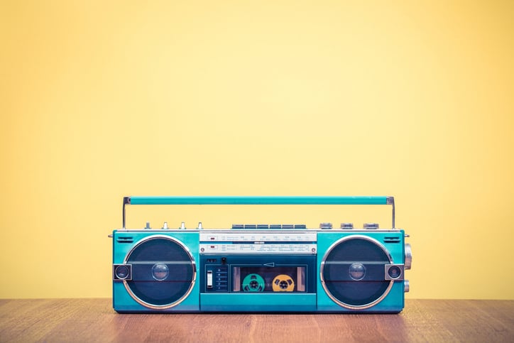 A blue boom box.