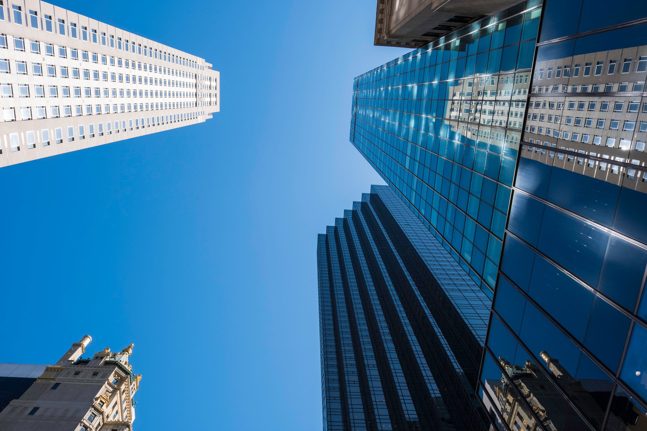 Several skyscrapers towering in a 360-degree view.