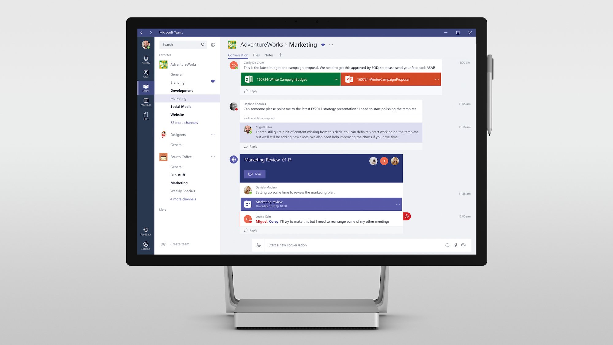Computer display showing Microsoft Teams communications software.