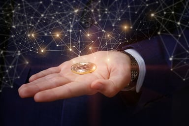 Bitcoin in palm