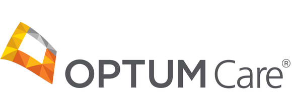 OptumCare logo of stylized 3-d square in yellow, orange, and gray.