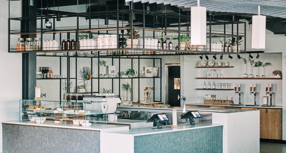 A cafe-style restaurant island counter