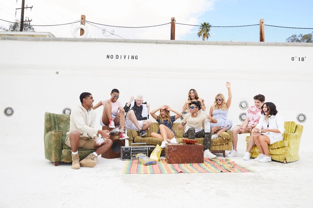 A Hollister ad campaign featuring teens hanging out in an empty swimming pool.