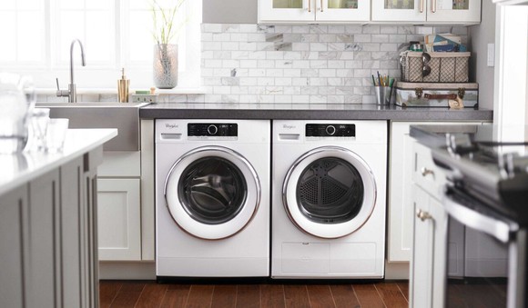 A Whirlpool washer and dryer.