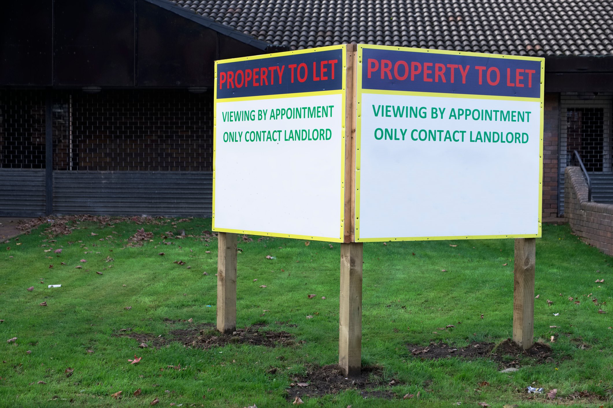 Small billboard reads Property to Let
