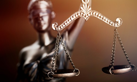 A scales of justice statue.