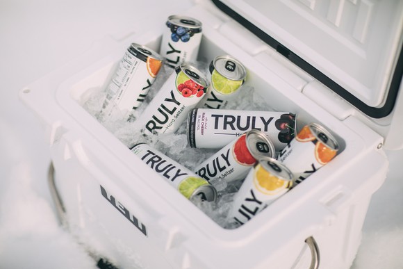 Cooler full of Truly Hard Seltzer drinks