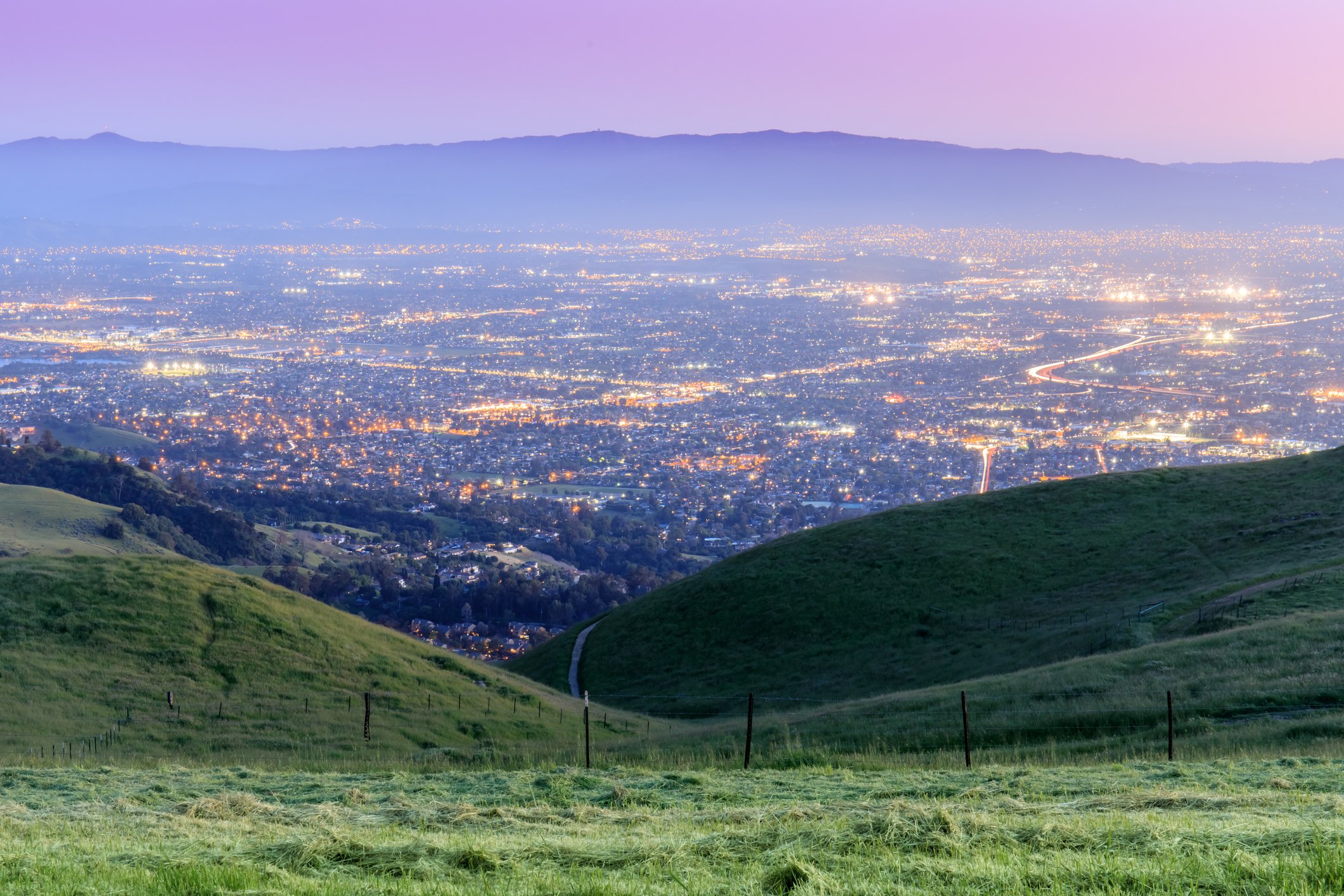 View of Silicon Valley after sunset.