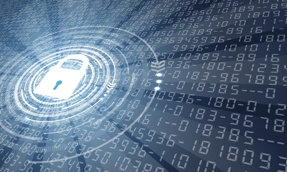 Digital log overlaying random lines of numbers.