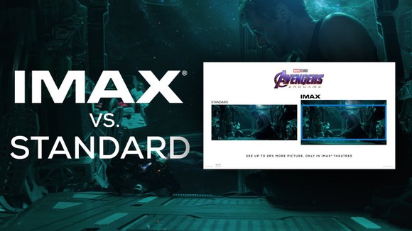 Comparison of screen size and resolution between IMAX and standard movie screens.