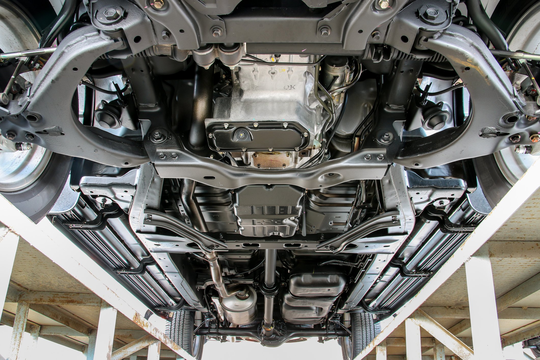 View of a vehicle's undercarriage 