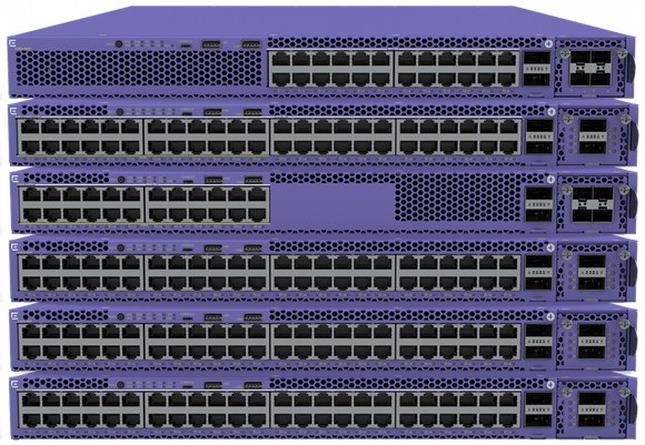 An Extreme Networks X465 switch stack.