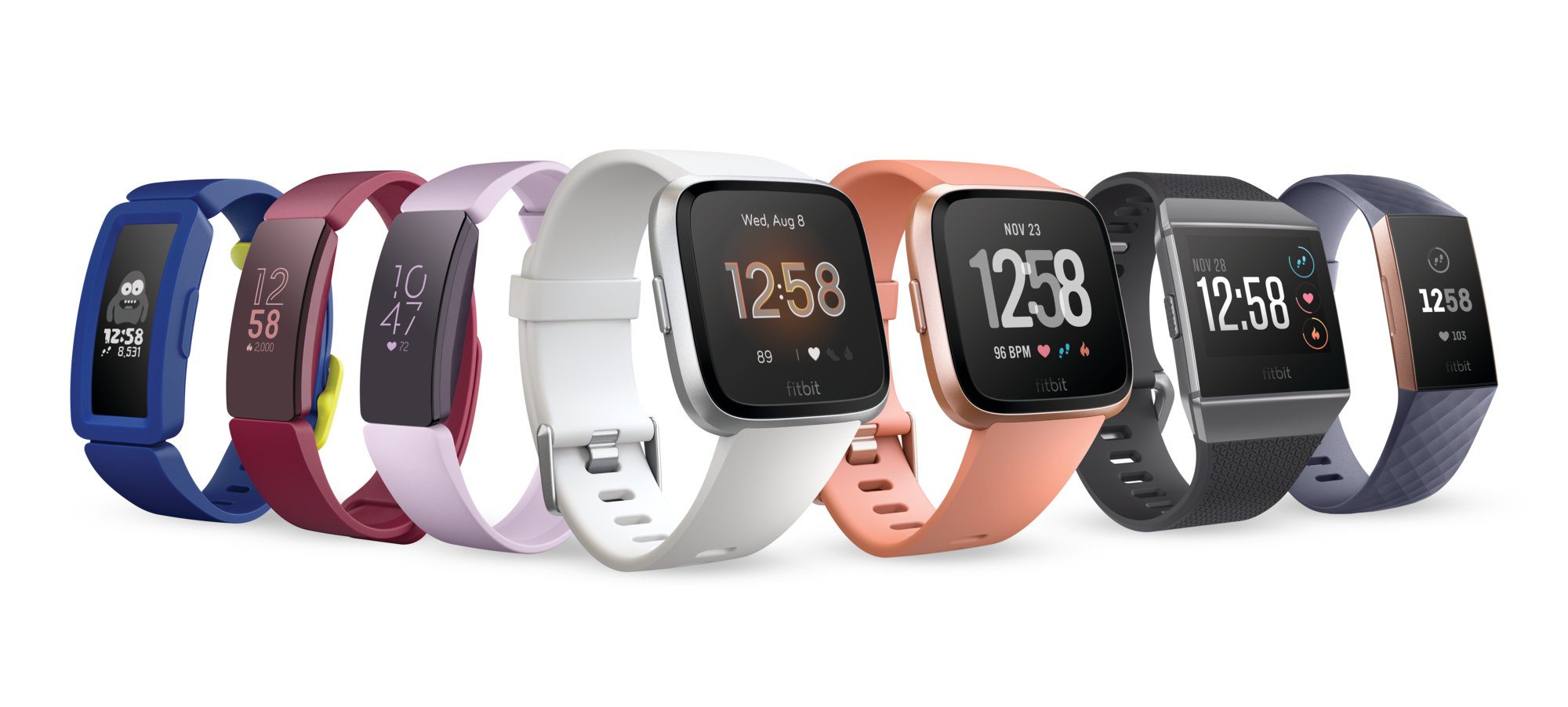 Fitbit's lineup of wearable devices.