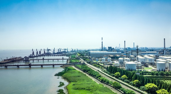 An oil and gas export facility.