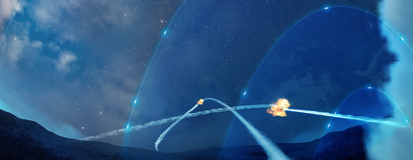 A graphic of a missile defense system.
