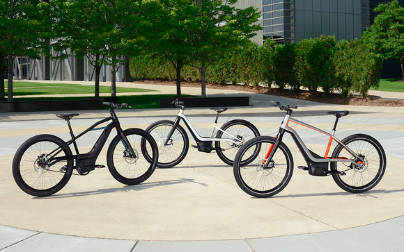 Three Harley-Davidson prototype electric bicycles