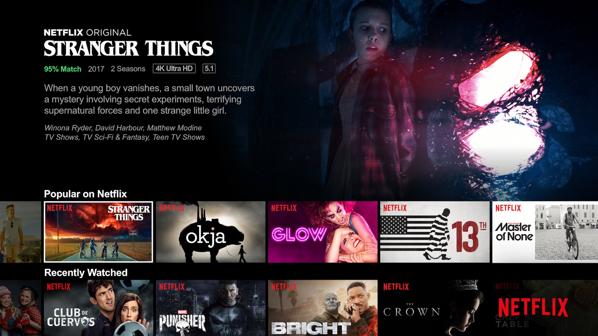 Image of Netflix's streaming service menu.
