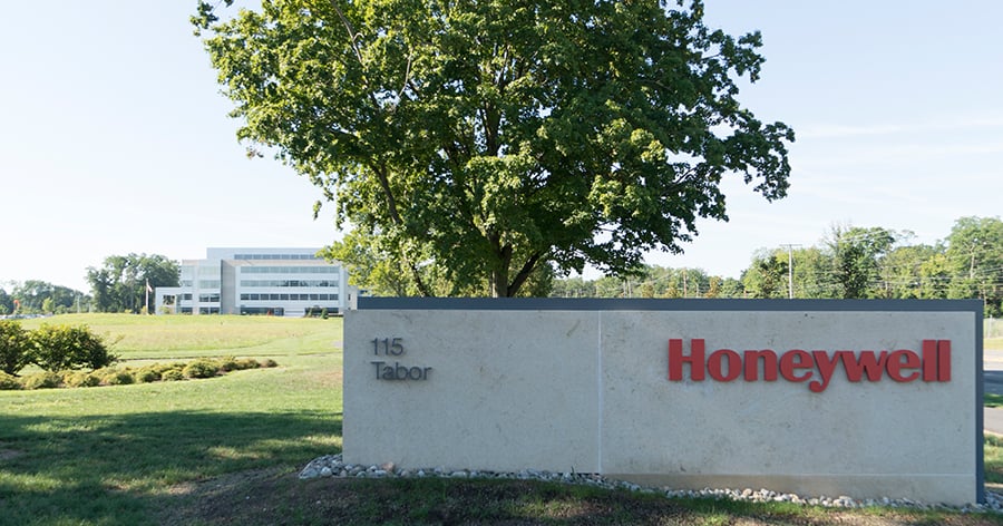 A building with Honeywell's logo out front.