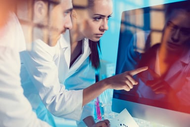 Scientists and monitor