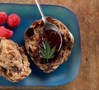 Marijuana leaf as part of a meal