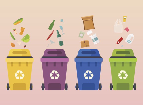 Picture of Recycling Cans with Sorted Garbage