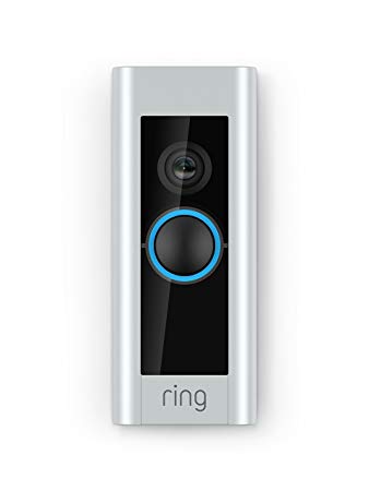 A silver Ring doorbell.