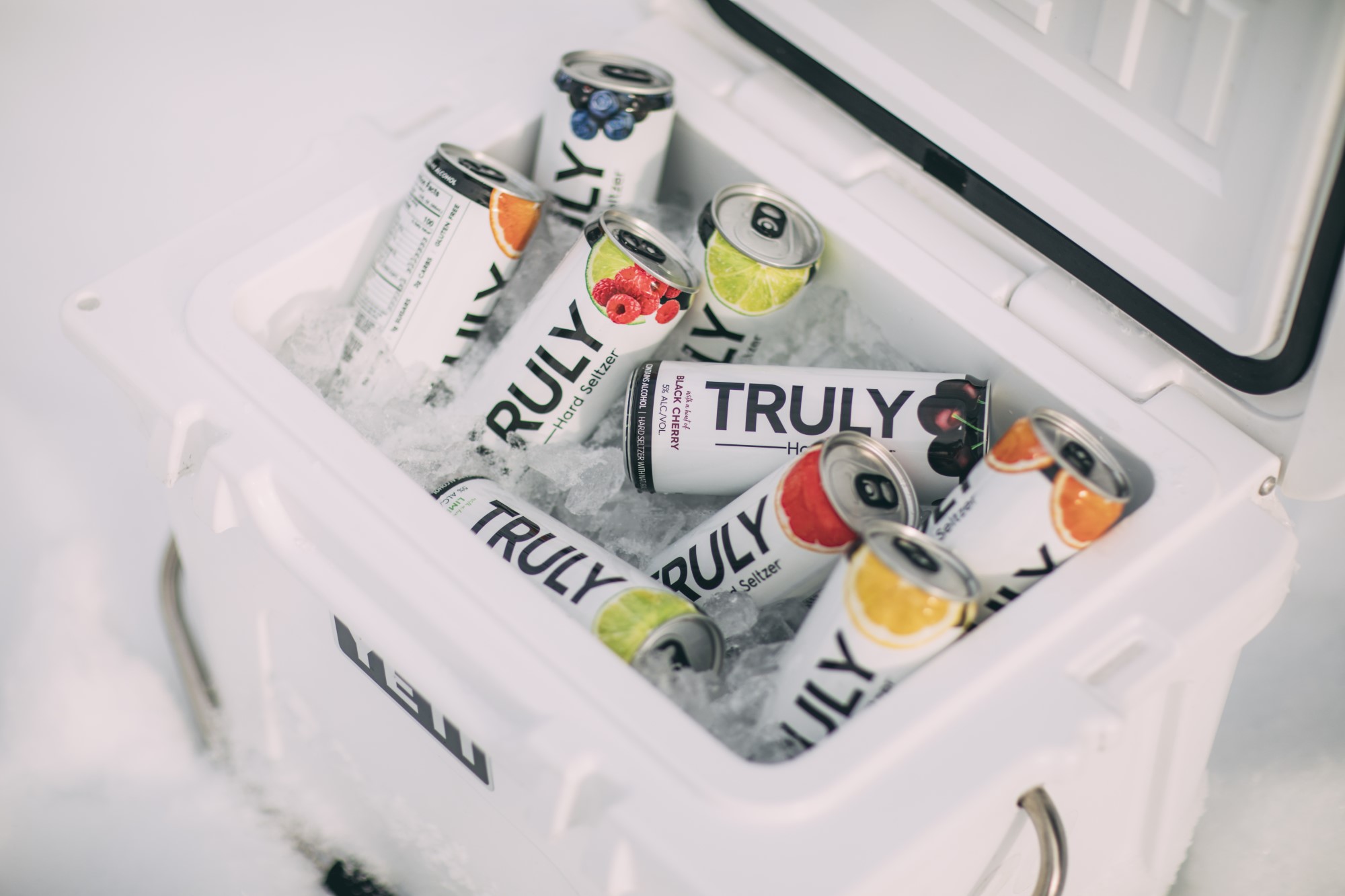 Cans of Truly hard seltzer.