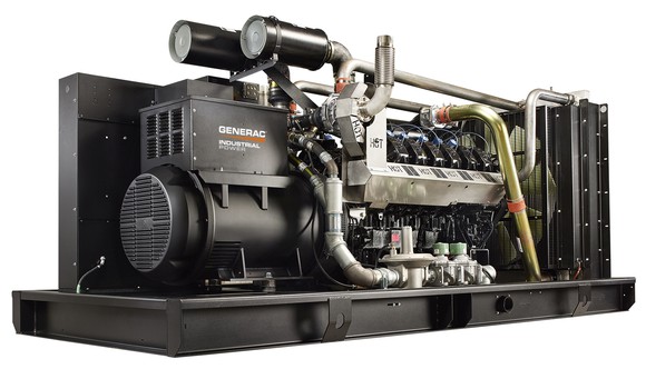 Generac industrial generator sitting on a platform.