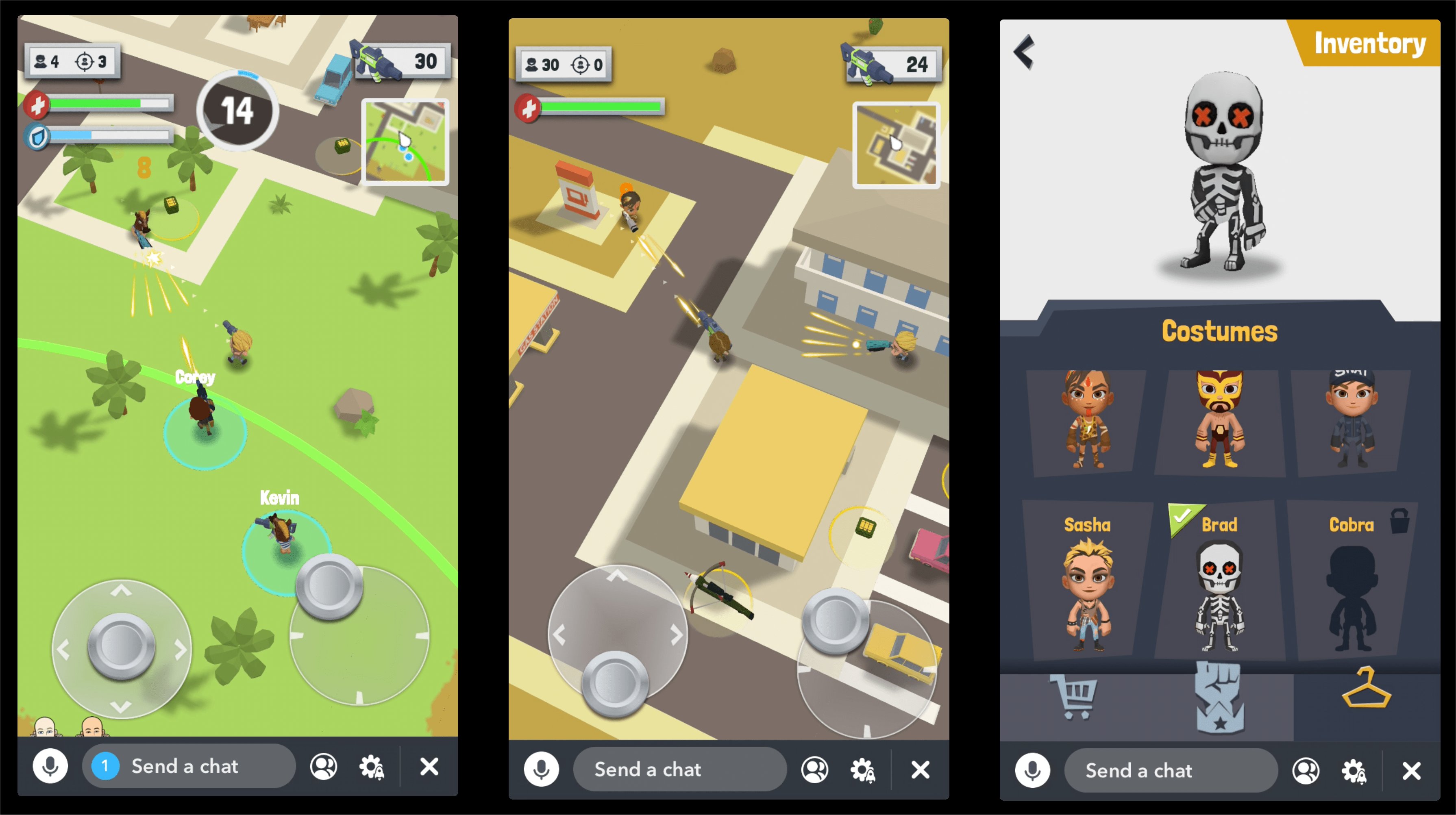 Photos of Zynga's Tiny Royale game.