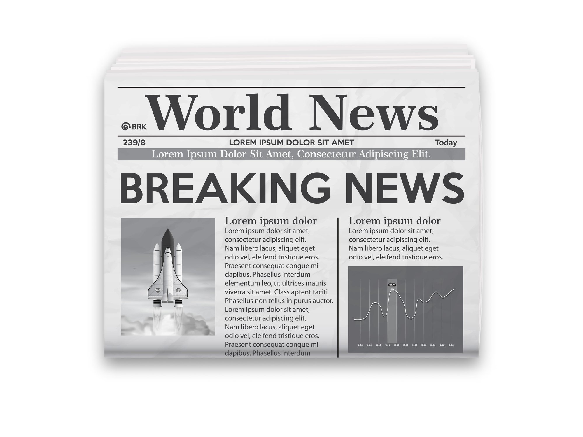 Newspaper front page with a Breaking News headline