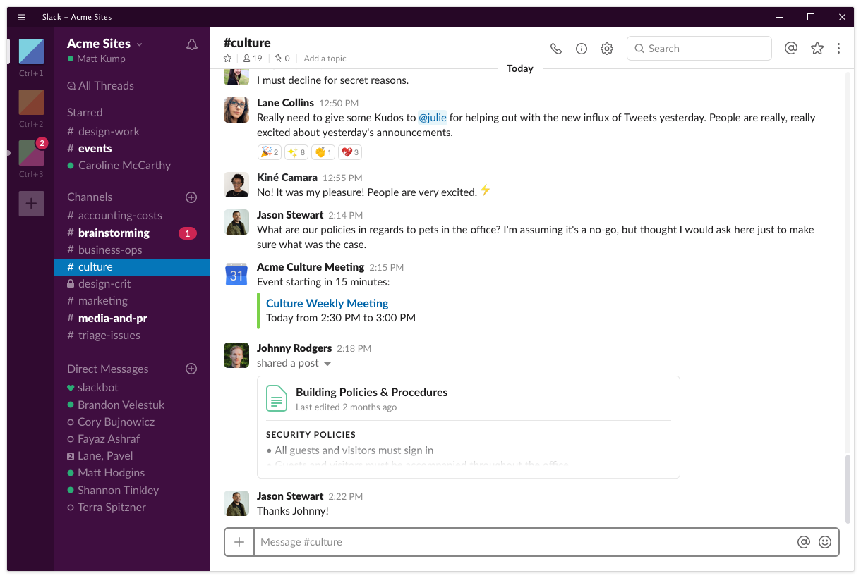 The Slack app.
