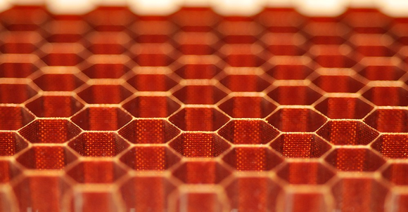Honeycomb-like materials made from carbon fiber.
