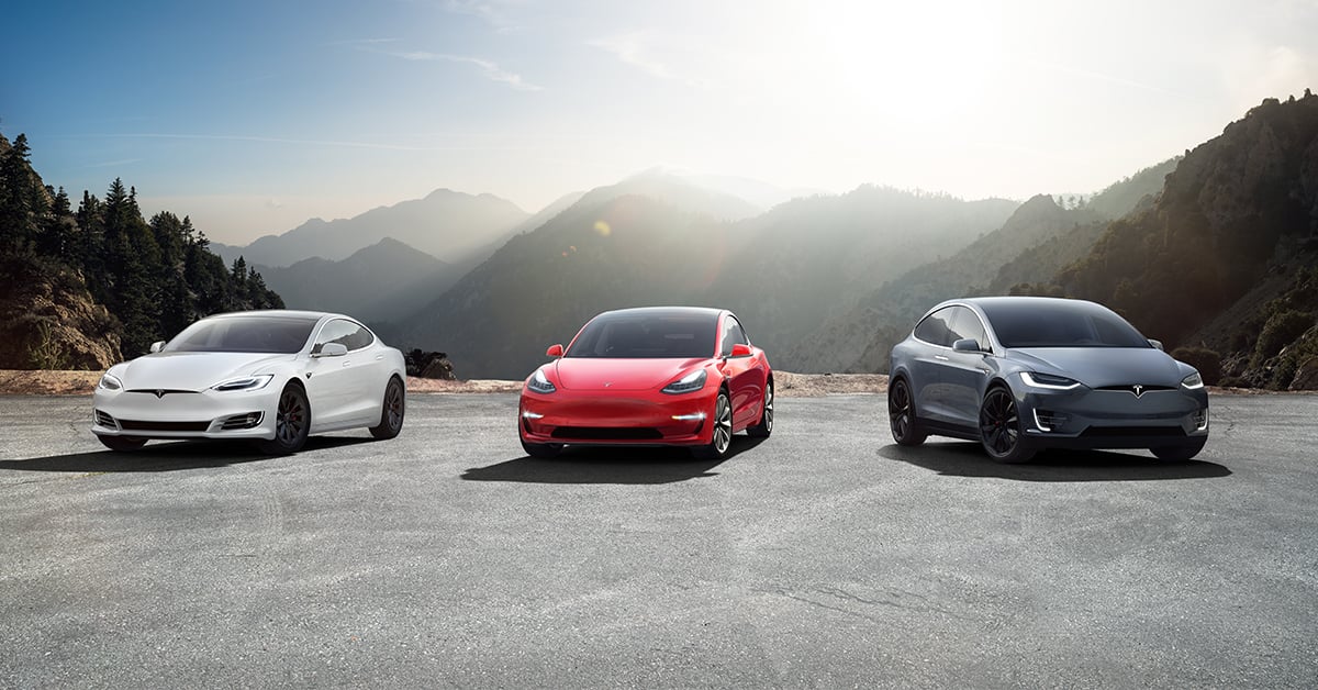 Tesla Model S, Model 3, and Model X.